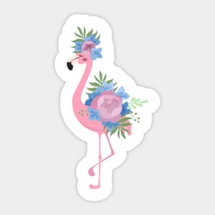 Flamingo with peonies Sticker